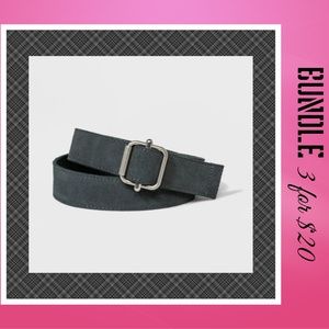 🌺Men's M Reversible Belt Gray Suede Green Canvas